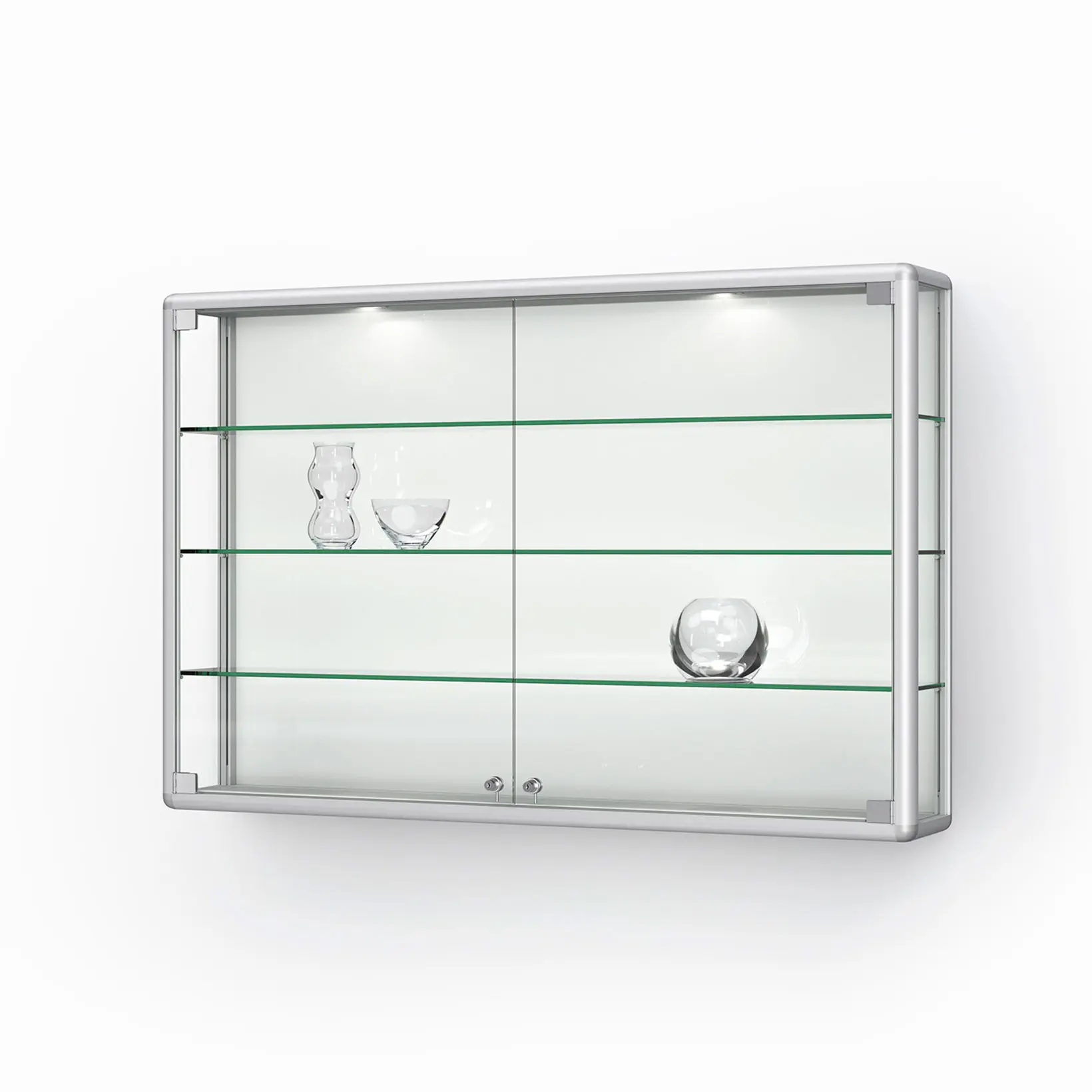 Wandvitrine mit Drehtüren - 1520 mm - gerundet