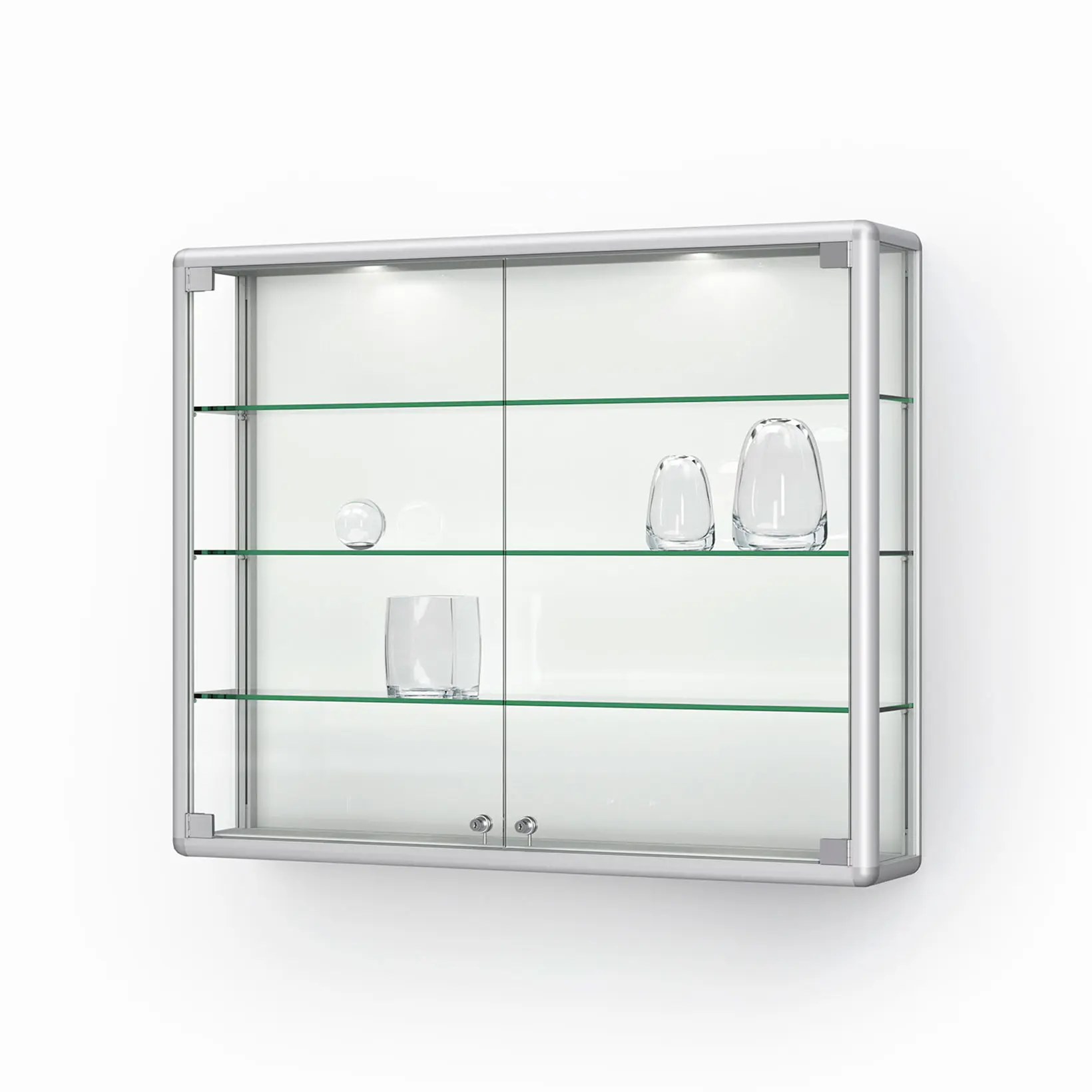 Wandvitrine mit Drehtüren - 1220 mm - gerundet