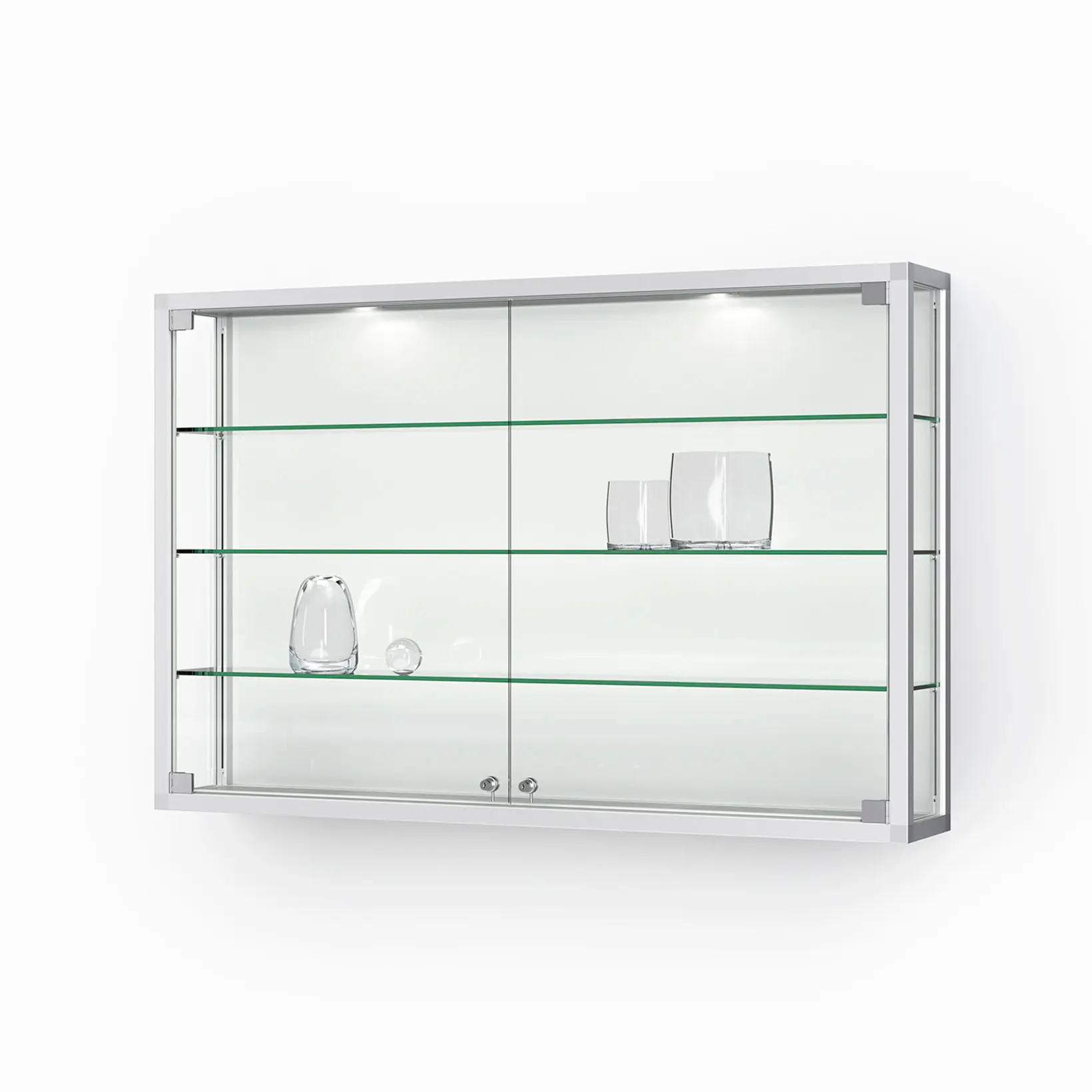 Wandvitrine mit Drehtüren - 1520 mm - eckig