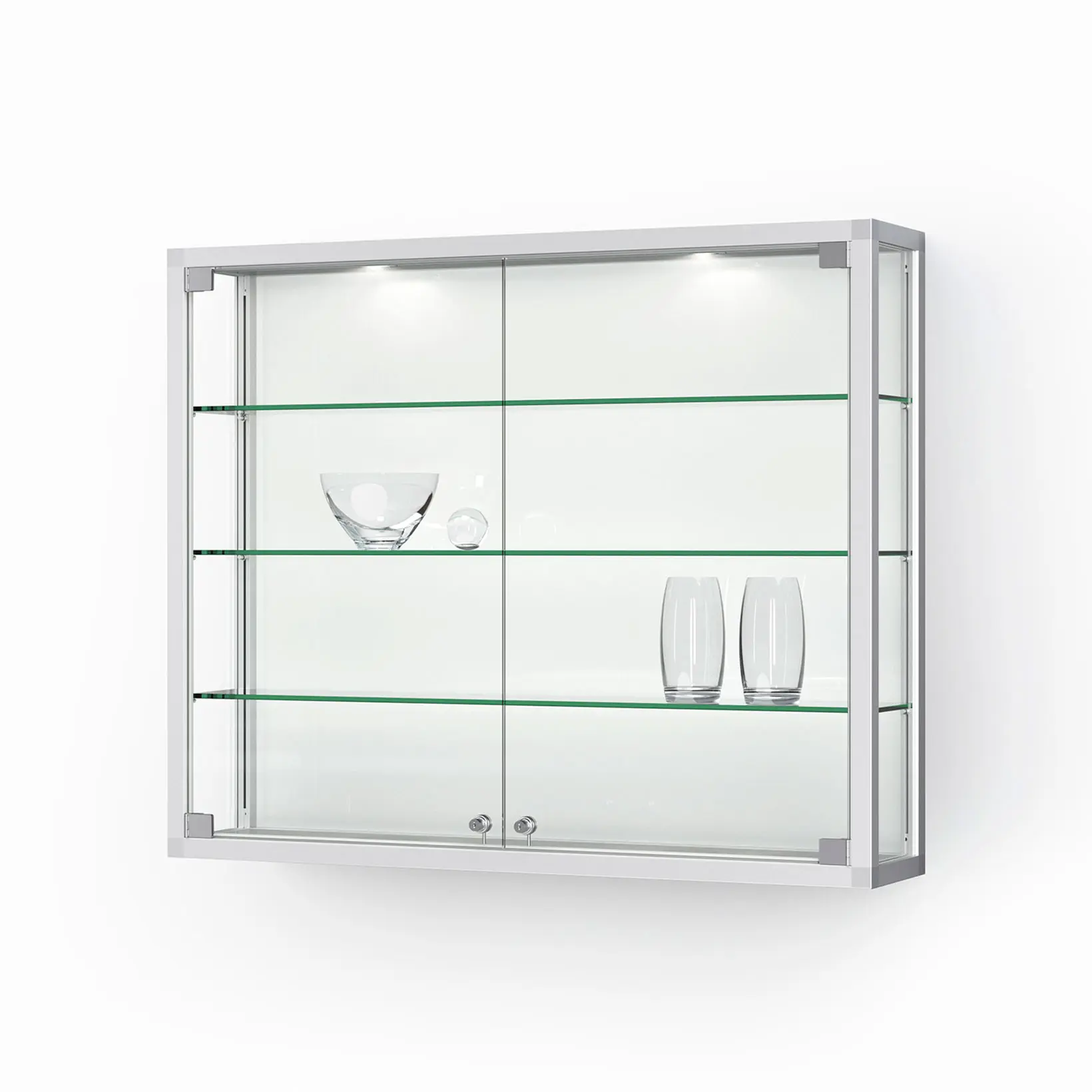 Wandvitrine mit Drehtüren - 1220 mm - eckig
