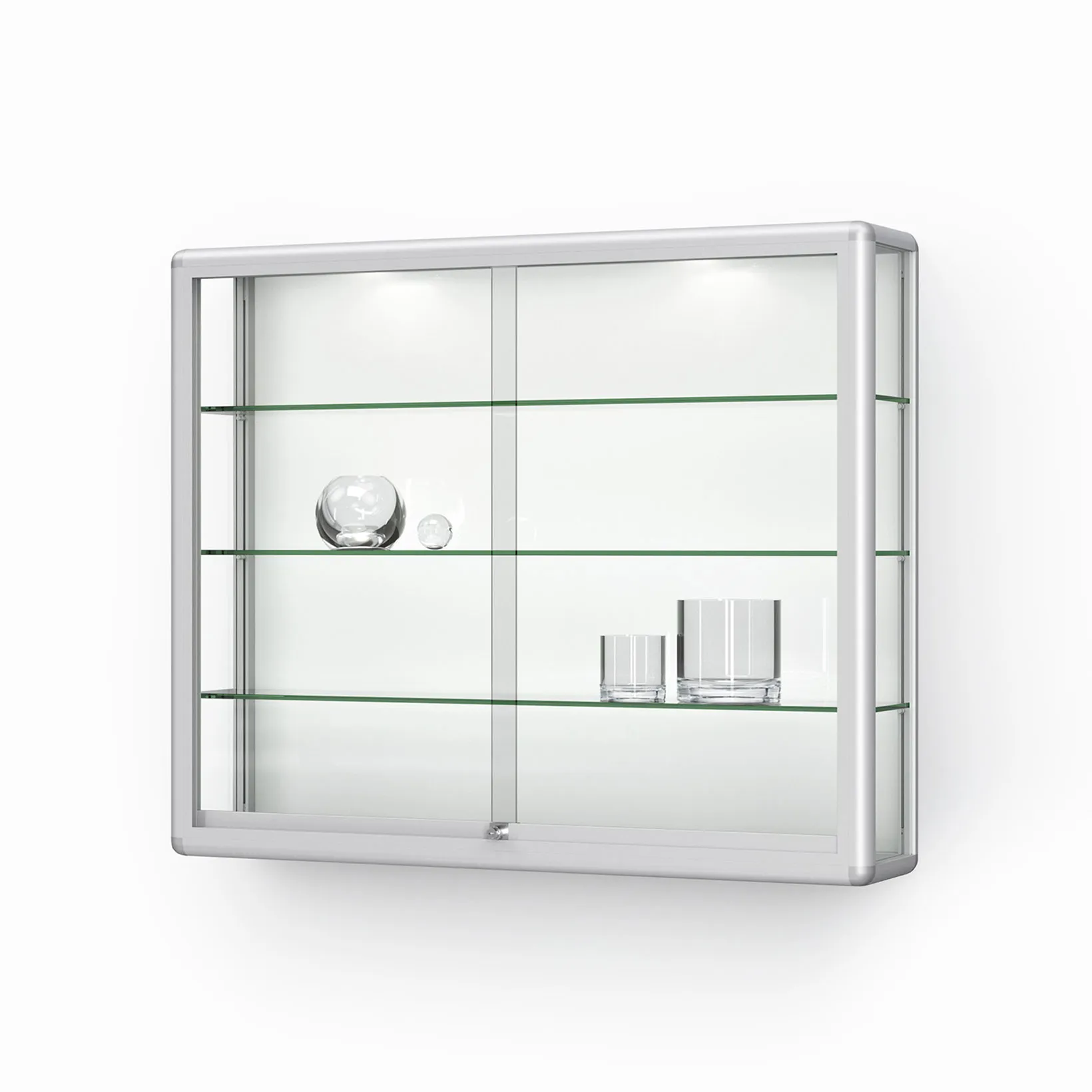 Wandvitrine mit Schiebetüren - 1220 mm - gerundet
