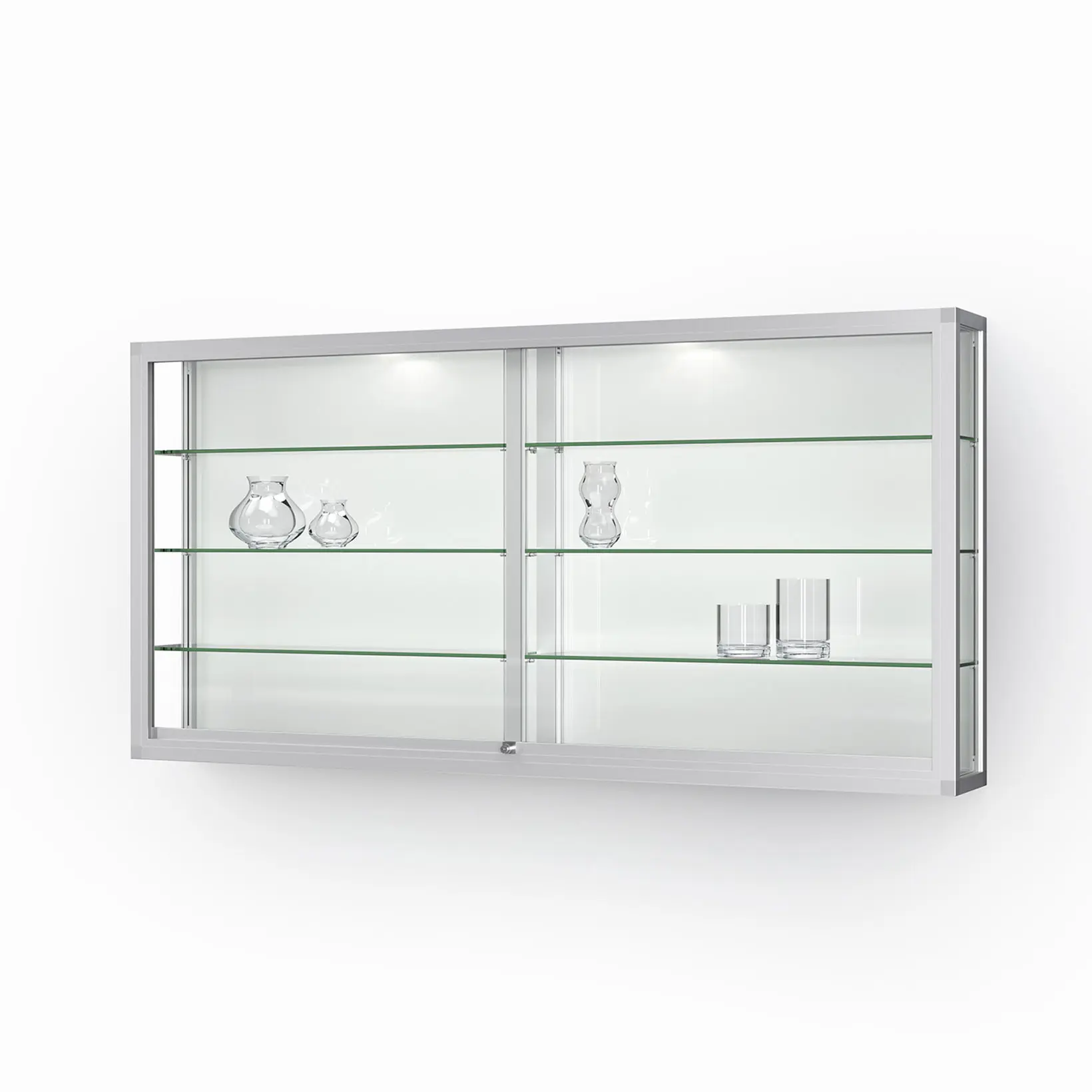 Wandvitrine mit Schiebetüren - 2020 mm - eckig