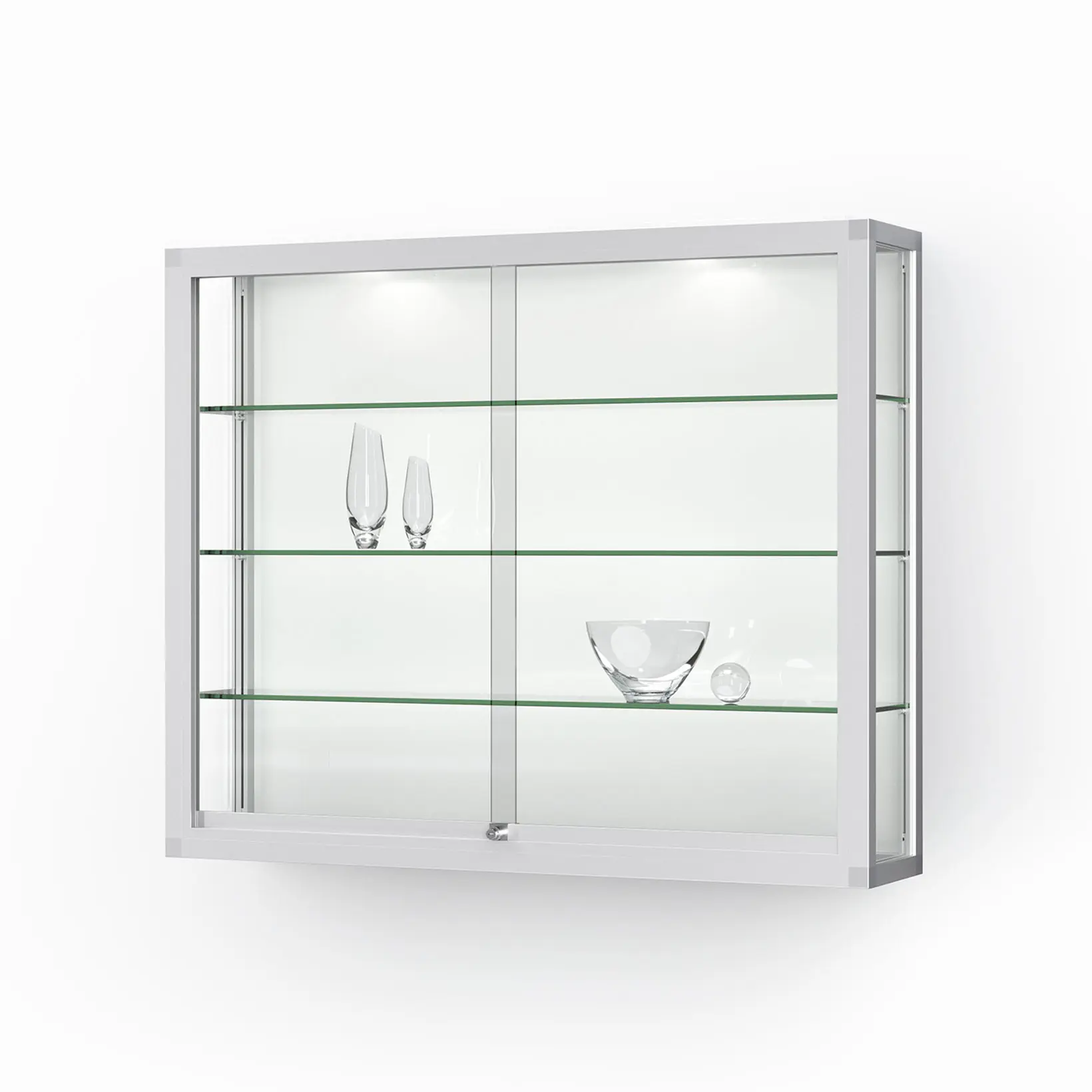 Wandvitrine mit Schiebetüren - 1220 mm - eckig