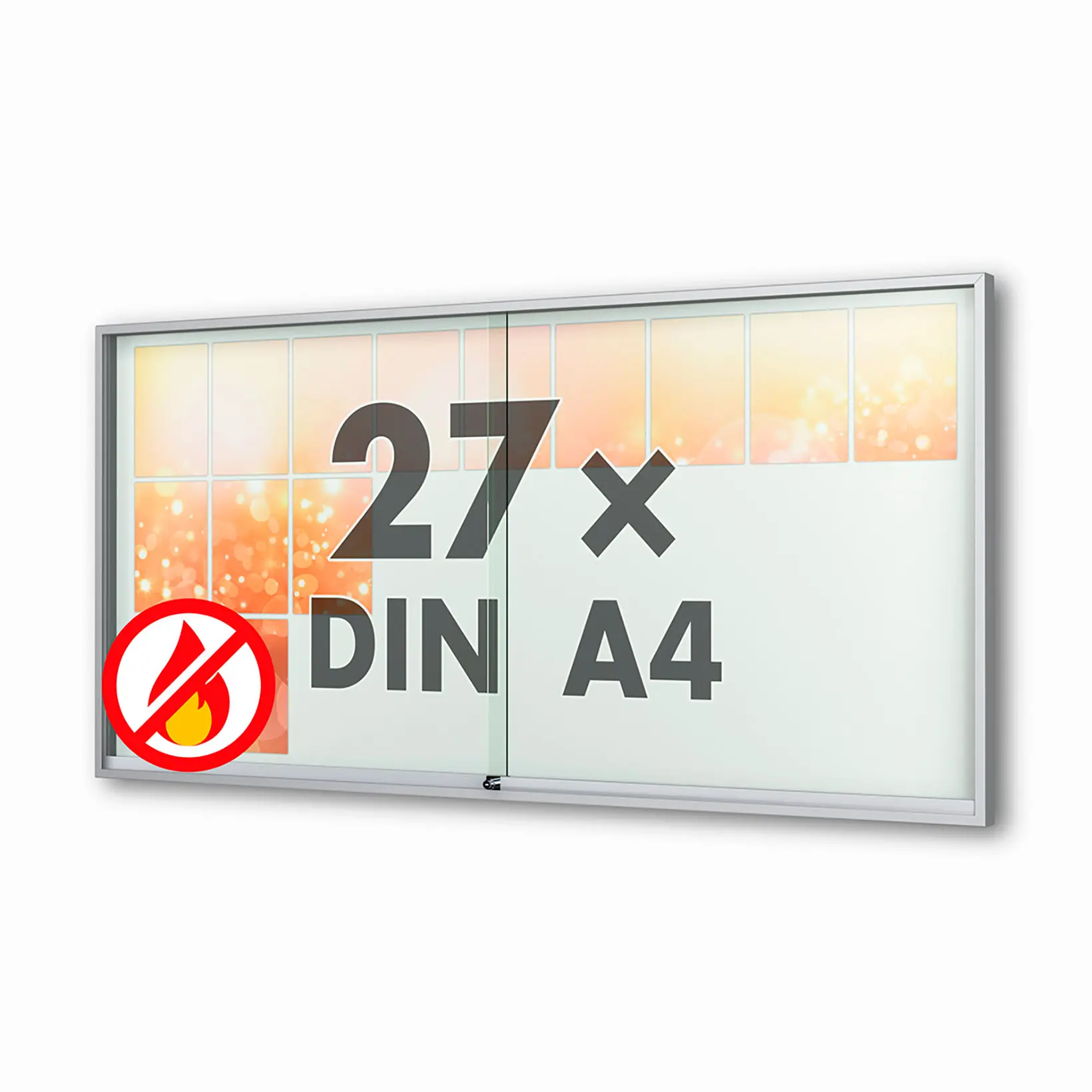 27 x DIN A4 Schaukasten Fortis mit Schiebetüren - 60 mm Bautiefe - Schaukasten Brandschutzklasse A1✓