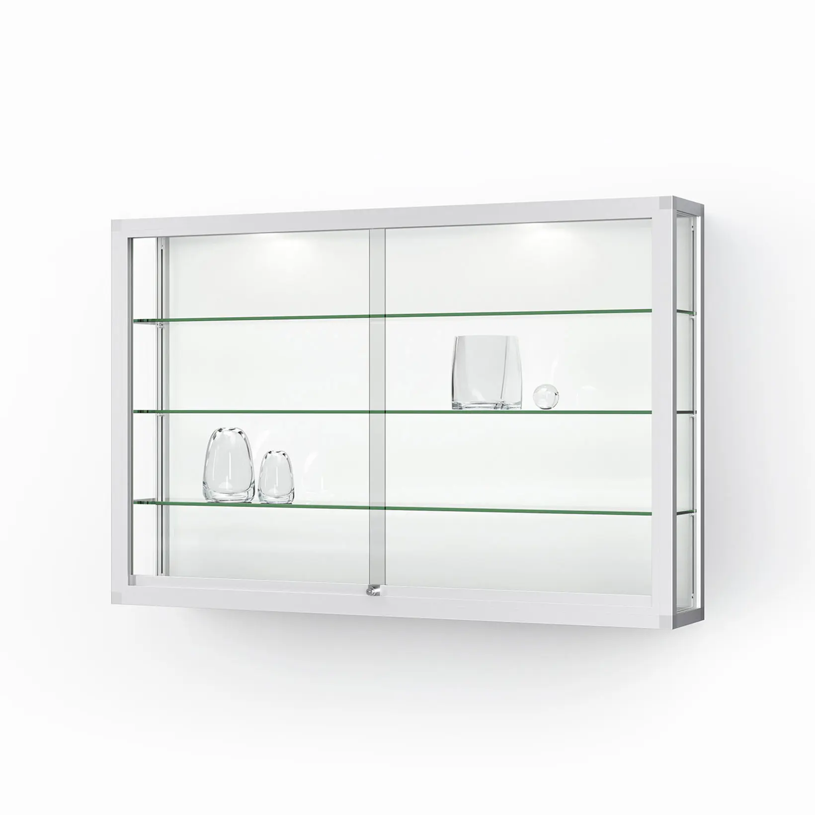 Wandvitrine mit Schiebetüren - 1520 mm - eckig