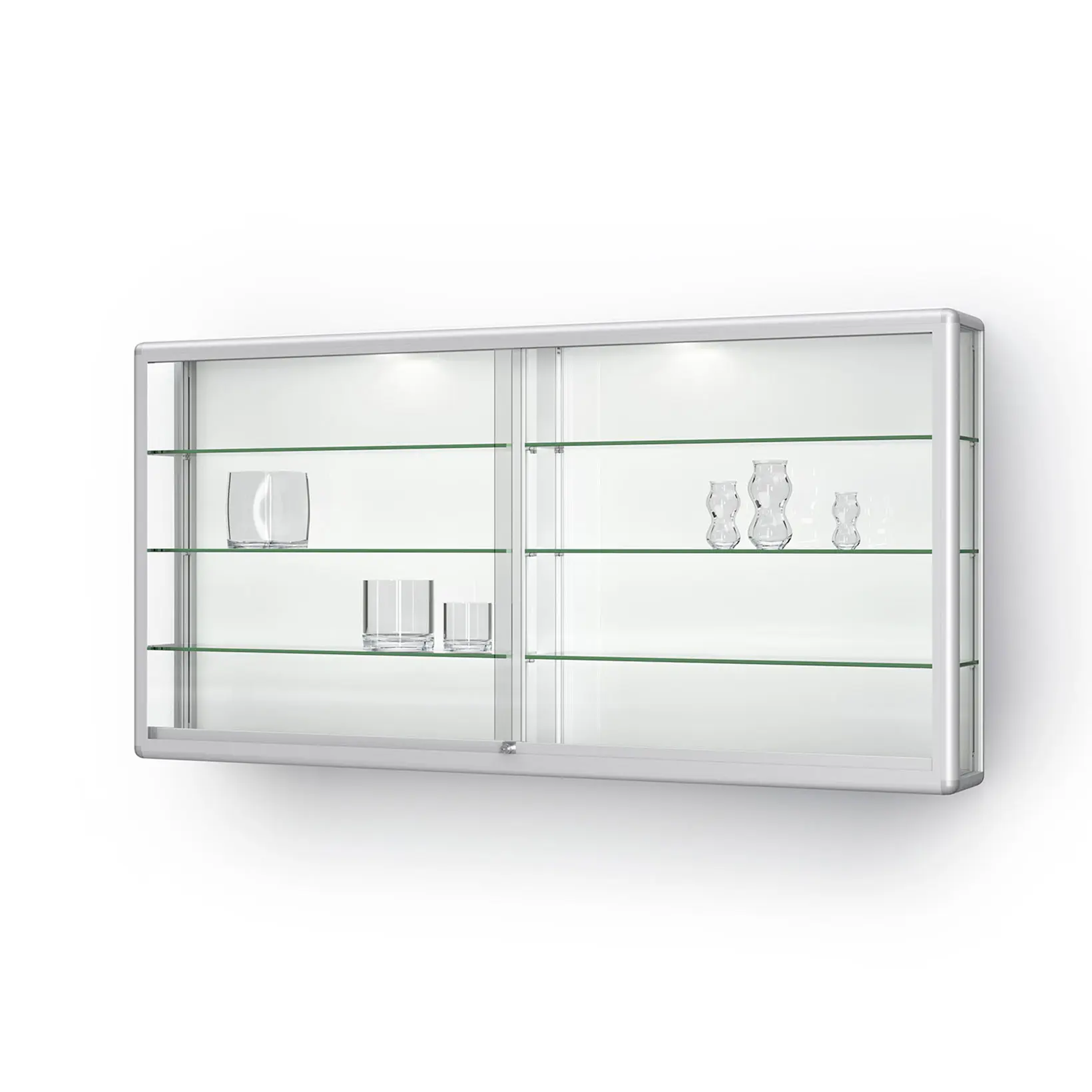 Wandvitrine mit Schiebetüren - 2020 mm - gerundet